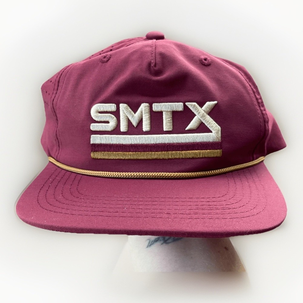 River Road SMTX Snapback Hat Mens OS Maroon Gold Rope Trucker San Marcos Texas